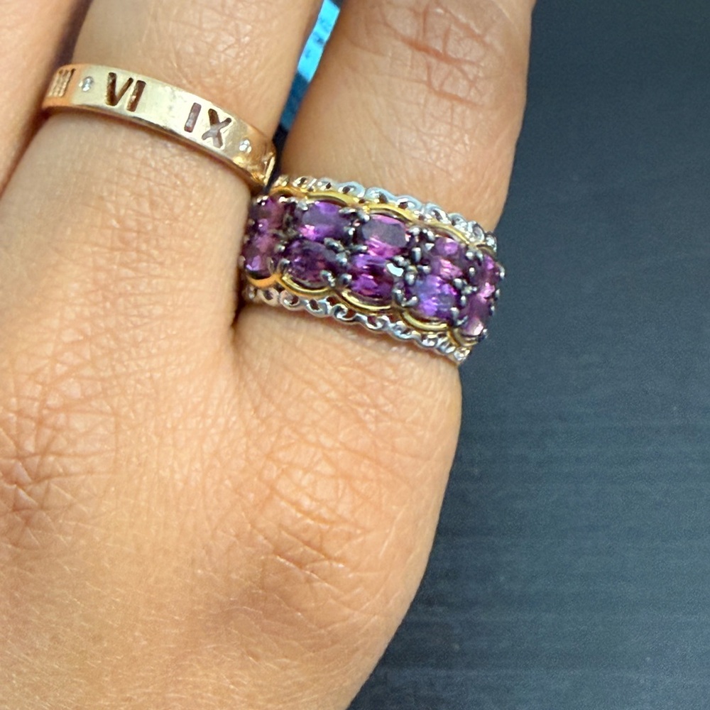 Genuine Purple Garnet sterling Silver Ring